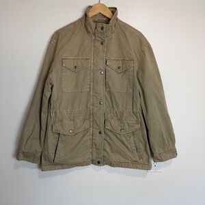 Levi's Womens Utility Field Jacket XS Khaki Tan Cotton Canvas Anorak Parka